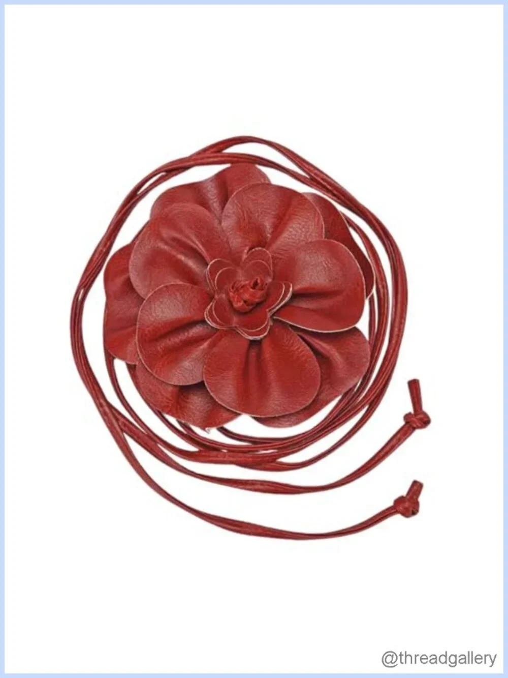 Boho Big Flower PU Leather Waist Belt Chain Braided Rope Tassel Adjustable